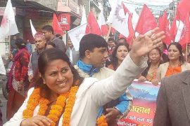 विद्या  चुनाव प्रचारमा घर घरमा